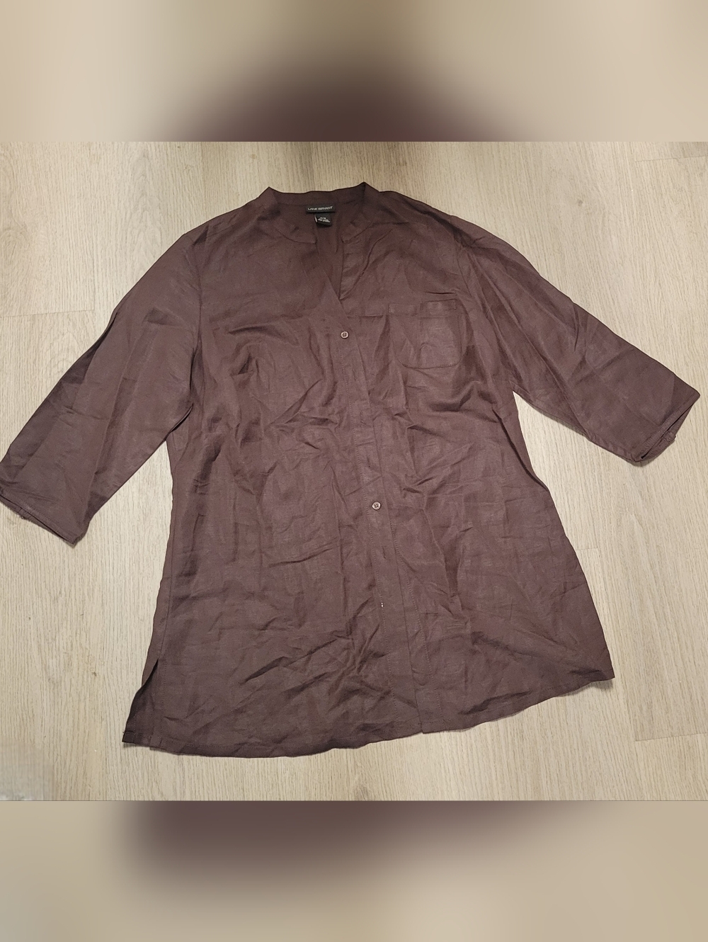 Lane Bryant Women's Brown Long Blouse Linen/Rayon Size 14/16 Large